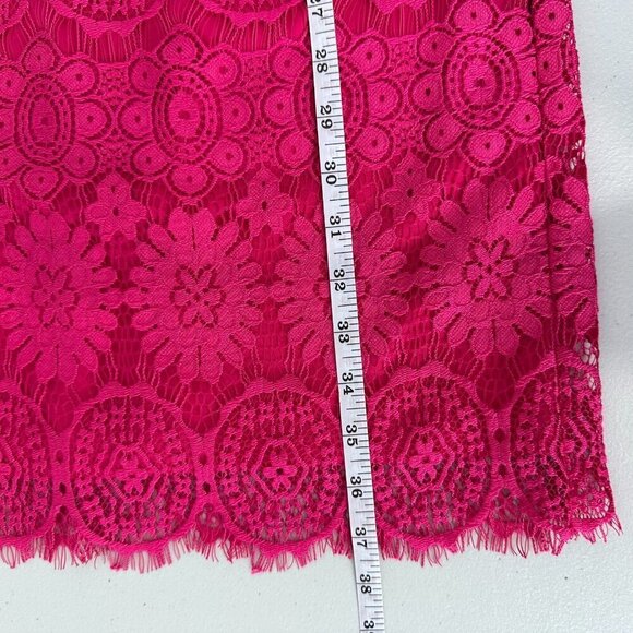 Eliza J Lace Dress Size 10 Pink Scalloped Cap Sleeve Sheath Cocktail - Picture 10 of 11